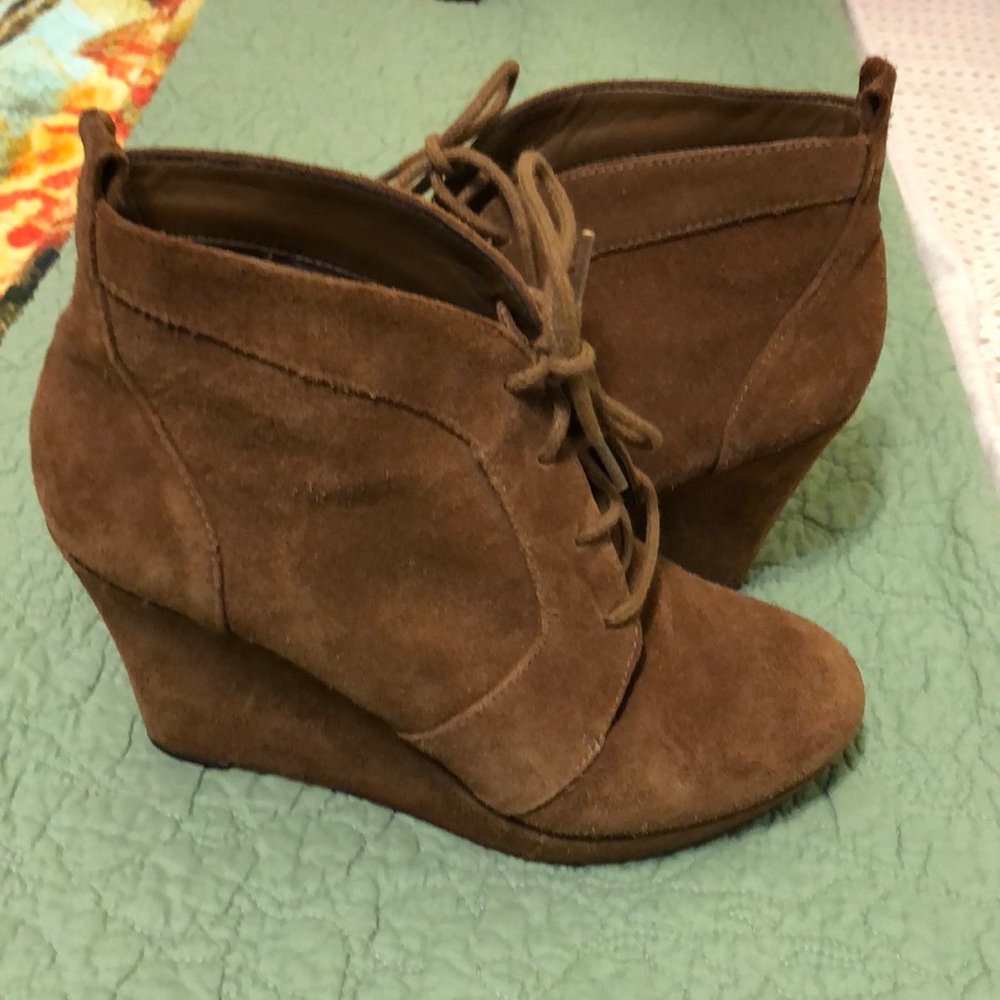 Brown  suede tie up booties